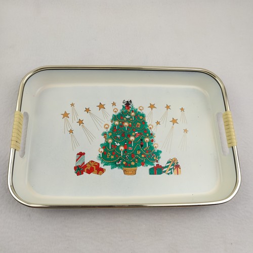 Vintage 3 Piece Lacquered Merry Christmas Nesting Trays Hand Decorated Japan - Picture 8 of 22