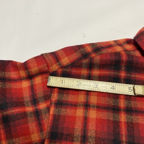 Pendleton Virgin Wool Board Shirt Size L Loop Collar Flap Pocket Red 1968 60s - Picture 11 of 14