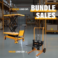 APOLLOLIFT 1760lbs Double Scissors Lift Table + 440lbs Mini Manual Lift Stacker