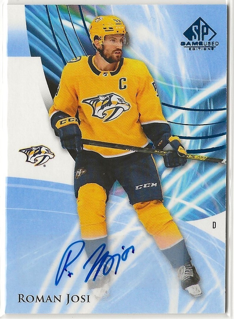 2020-21 SP Game Used Blue Auto #35 Roman Josi Nashville Predators Upper Deck