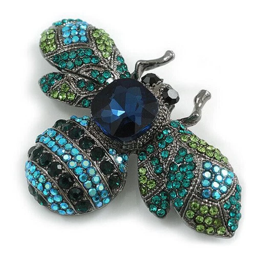 Vintage Inspired Large Statement Crystal Bee Brooch Corsage Women Jewelry Gift