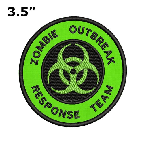 BIOHAZARD SYMBOL embroidered iron-on PATCH BLACK WARNING LOGO ZOMBIE APOCALYPSE - Picture 1 of 12