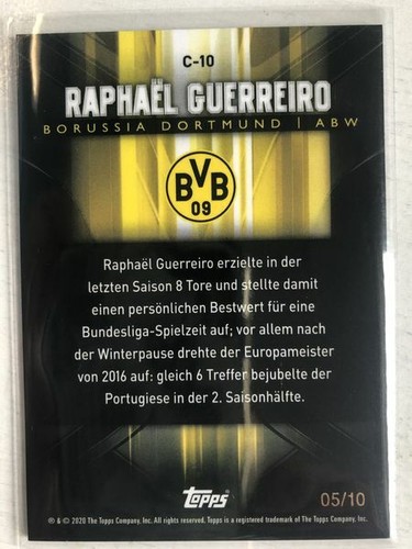 Topps Chrome Bvb Transcendent 2020/21 - Raphael Guerreiro Oro Limitata 05/10 - Picture 2 of 2