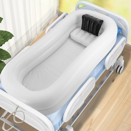 Tragbare aufblasbare Badewanne für Erwachsene PVC Duschbadewanne 130W Weiß - Bild 1 von 24