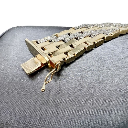 14 Karat Gelbgold breites Gliederarmband Diamanten - Bild 4 von 7