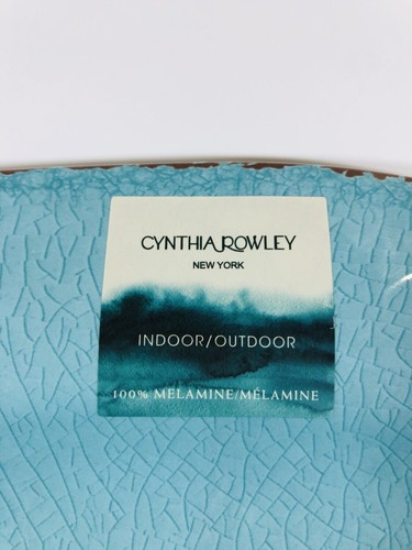 Cynthia Rowley NEW!!! MELAMINE Turquoise Aqua Blue SERVING PLATTER TRAY Crackle - Picture 3 of 7