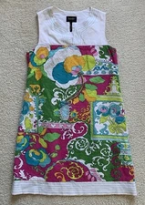 Vtg Laundry Shelli Segal Retro Mini Shift Dress Sz 2 Floral Psychedelic 60s Bold