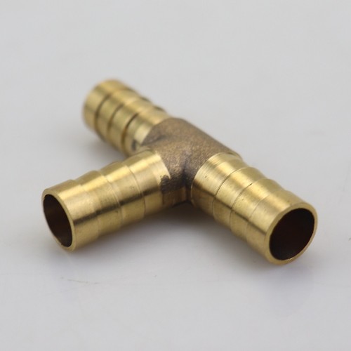 2Pc Tee3 Way 3/8"10mm Brass Hose Barb Fitting Pipe Tubing Splicer Fuel Water Gas - Picture 6 of 7