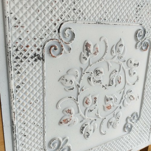 Ceiling tiles Faux tin distress crack white decor Bar wall panel PL66 DCWB 10pcs - Picture 8 of 16
