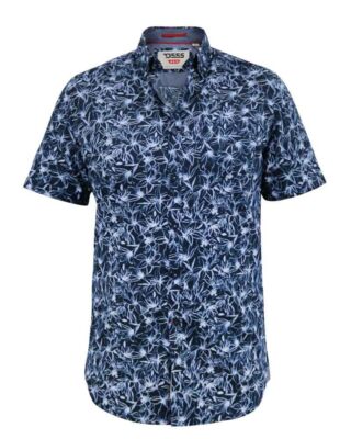 D555 Duke Herren Hemd mit Blumenmuster Kurzarm Navy S M L XL XXL (101309R)