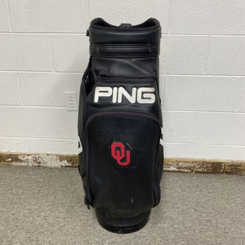 Ping Tour Staff Bag Black 6-Way Top Cart w/ Rain Cover Oklahoma Sooner OU - Picture 2 of 7