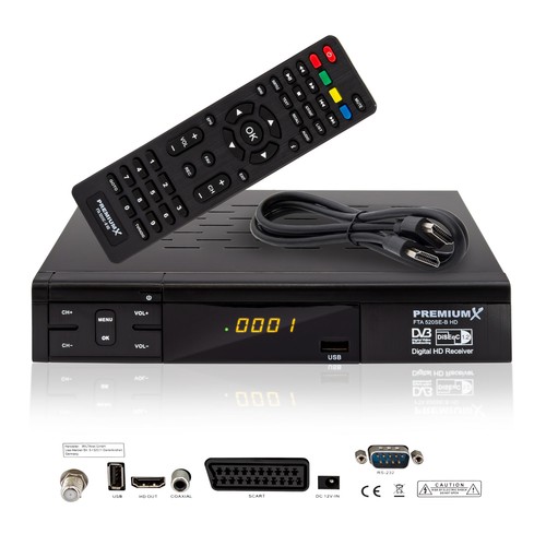 PremiumX 520SE-B SAT TV Receiver DVB-S2 USB SCART HDMI Satellitenreceiver FullHD