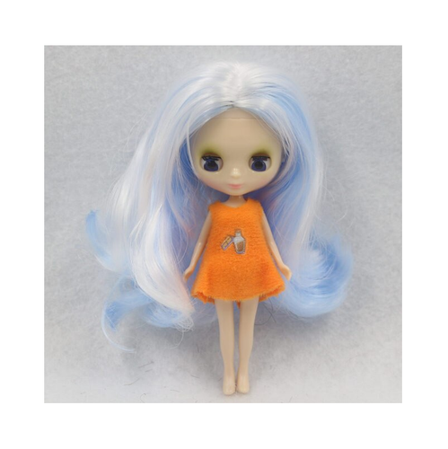 Mini Blythe Puppe blau gemischt weiße Haare aus der Fabrik glänzendes Gesicht zum Selbermachen Spielzeug Mode - Bild 13 von 24