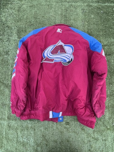 Vintage 90s Center Ice Starter NHL Colorado Avalanche Full Zip Jacket Coat XL - Picture 2 of 12