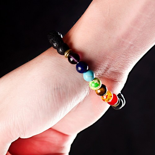 7 Chakra Healing Natural Stone Round Gemstone Yoga Energy Beads Bracelet Jewelry - Picture 24 of 148