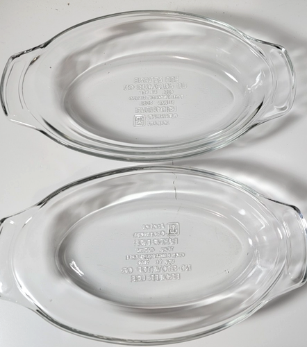Anchor Ovenware Baking Dish 16oz Oval Eared Casserole Clear Glass 9 1/4" Set/2 - Picture 3 of 12