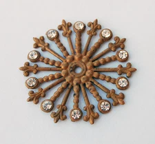 VINTAGE BRASS RHINESTONES DECORATIVE SPOKE SWAROVSKI MANY COLORS AVAILABLE 39mm