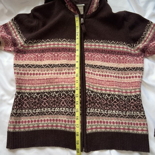 Fashion Bug Sweater Womens Sz M Brown Pink Lambswool Fair Isle Cottagecore Y2K - Picture 8 of 9