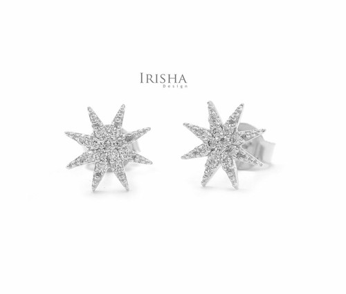 DIAMANT VS KLARHEIT STARBURST DESIGN OHRRINGE WEIHNACHTSGESCHENK IN 14K GOLD - Bild 3 von 3