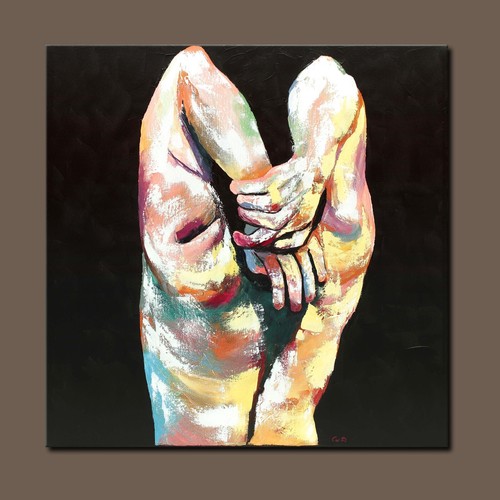 ORIGINAL Acryl Bild Gemälde Mann Abstrakt Malerei Kunst Modern Erotik HANDGEMALT - Bild 7 von 7