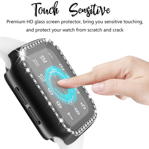 For iWatch Series 9/8/7/SE Women Screen Protector Bumper Case Bling Face Cover - Picture 10 of 23