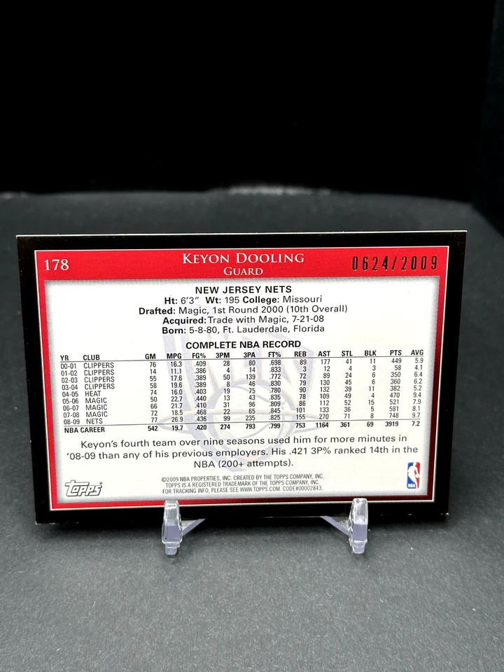 Keyon Dooling 2009 Topps Gold /2009  #178 New Jersey Nets - Image 2 of 2