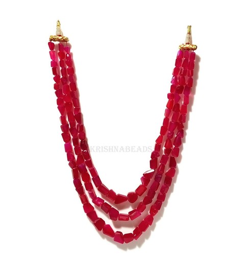 Pink Chalcedony Nuggets Faceted 7x9-9x13mm Gemstone Beads 15-18"Inch 1 Necklace - Picture 8 of 12