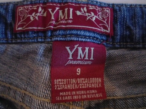 YMI Straight Jeans Women's 9 Blue Distressed Low Rise Flap Pockets & Studs - Picture 9 of 11