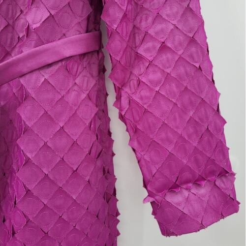 Samuel Dong Vintage Pink Applique Quilt Snap Front Belted Trench Coat Jacket - Picture 12 of 17