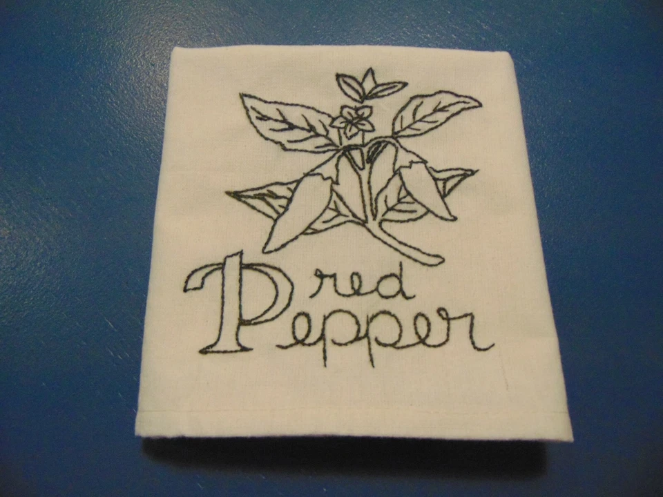 Специи тема перца новый вручную вышитый натуральный цвет блюдо/чай полотенце 18 x 28 новый - Изображение 3 из 3