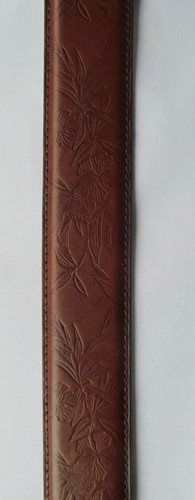 Tommy Bahama PGA Golf Embossed Tropical Brown Leather Casual Belt Mens Small New - Picture 2 of 9