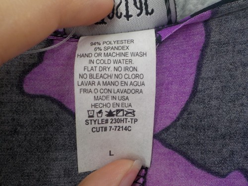 JOSTAR TANK TOP GR. L SCHWARZ LILA ÄRMELLOS TUNIKA HIBISKUS PUNKT SAUM SPANDEX - Bild 10 von 13