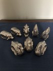 Set of 8 Pewter Napkin Rings Holders Farmhouse Animal Pig Duck Chicken Rabbit