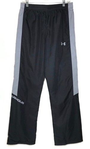 Under Armour Youth Track Pants Sz XL Black Gray Loose Fit Mesh Lined Activewear