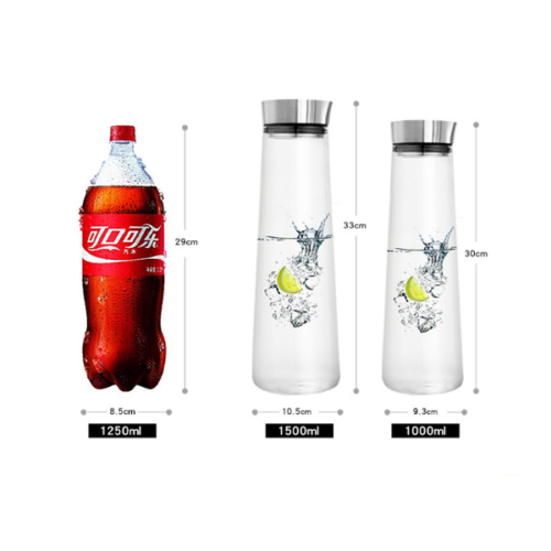 1L/1.5L Glass Water Bottle Stainless Lid Carafe for Water Juice Wine Beverage - Picture 5 of 8