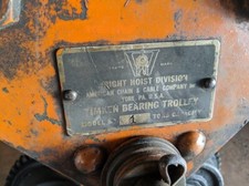 Wright Timken Roller Bearing Trolley Hoist 1 Ton Capacity 