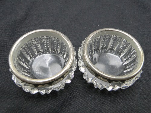 Pr 1902 Offene Salzkeller May & Son England Sterlingsilber & klar geschliffener Kristall - Bild 3 von 7