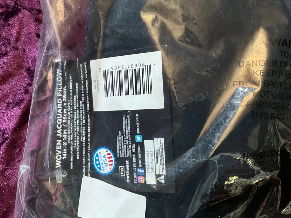 Новая тканая подушка NFL Baltimore Ravens 14 x 14 дюймов - Изображение 3 из 3