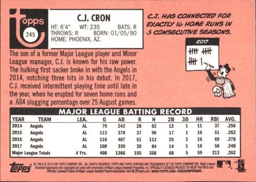 2018 Topps HERITAGE BASEBALL BASE RCs Stars ⚾ MLB CARDS⚾ YOU PICK FAVS #4 - #400 - Picture 284 of 464