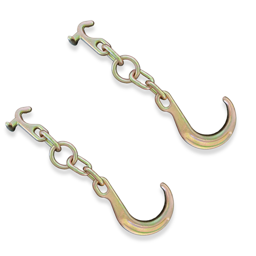 2 Pack Heavy Duty G70 8" J Hook w/ TJ Hooks for Towing Wrecker Roll Back Truck - Picture 1 of 8