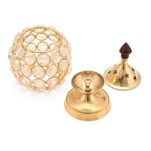 Akhand Diya Diyas Decorative Brass Crystal Oil Lamp, Diwali Decoration Item - La - Picture 2 of 2