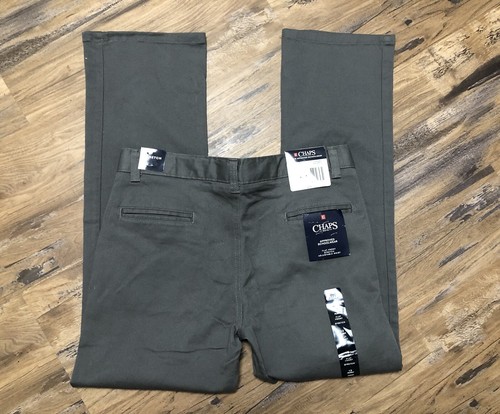 Chaps Boys School Approved Gray Pants Stretch Size 12 Huskey Adj. Waist NWT - Picture 4 of 9