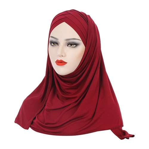 Muslim Women Plain Turban Hijab Long Scarf Instant Hat Arab Headscarf Wrap Cover - Imagen 23 de 27