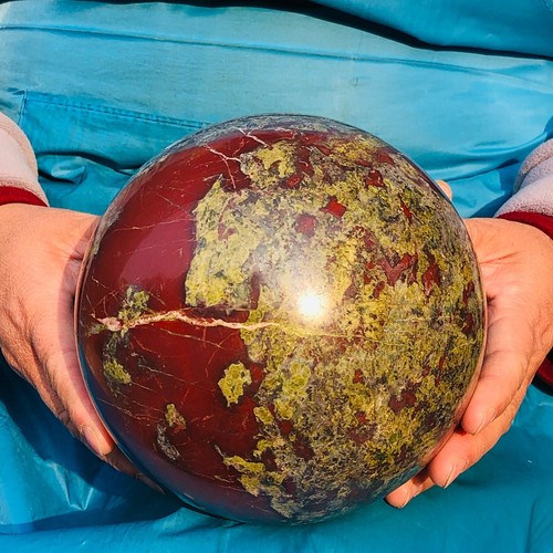 Pietra Sangue Drago Naturale 11,83LB Sfera Quarzo Sfera Cristallo Reiki Guarigione - Foto 7 di 19