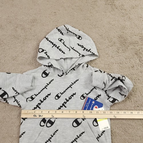 Champion Little Boys Hoodie Sz 4 Gray All Over Print French Terry Sweatshirt - Picture 3 of 6