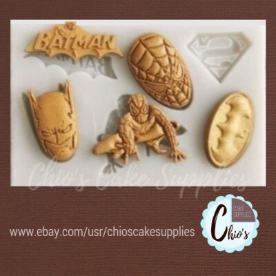 Superhero themed mini silicone mold, 6 cavities, 6 different designs