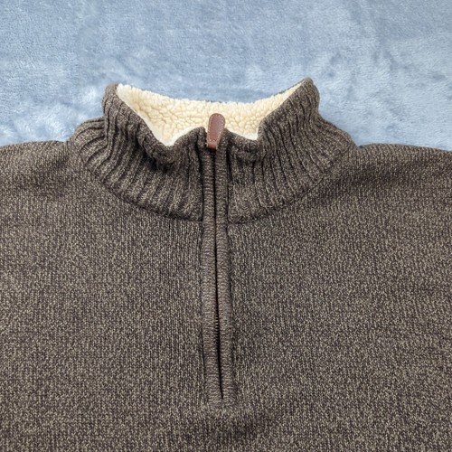 Oscar de la Renta Mens XL Brown 1/4 Zip Pullover Sweater Mock Neck Long Sleeve - Picture 4 of 11