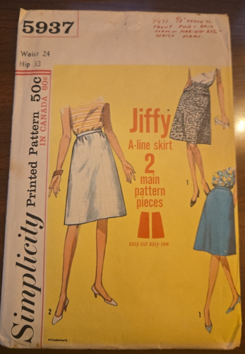 Simplicity 5937 Misses A Line Skirt size 24" extra small (XS) - 第 1/5 張圖片