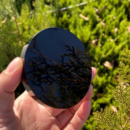Schwarze Obsidian Inspiriert Spiegel Krystal Edelstein Mineralische Mit Regal - Bild 12 von 20