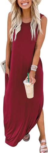 Women'S Casual Loose Sundress Long Dress Sleeveless Split Maxi Dresses Summer Be - Picture 3 of 7